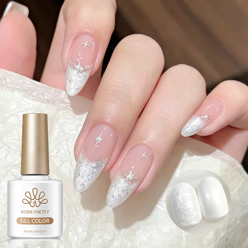 BORN PRETTY 10ml Thread Gel Polish Pear White Glitter Gloss Light Semi-Permanent Soak Off UV LED Varnish For Home Nail Salon