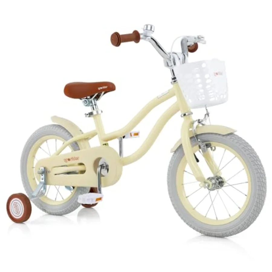 Bicicleta 12 14 16 18 20 pulgadas para niños y niñas con asiento ajustable, cesta extraíble, freno de mano, freno de montaña rusa, ruedas de entrenamiento o Kickstan