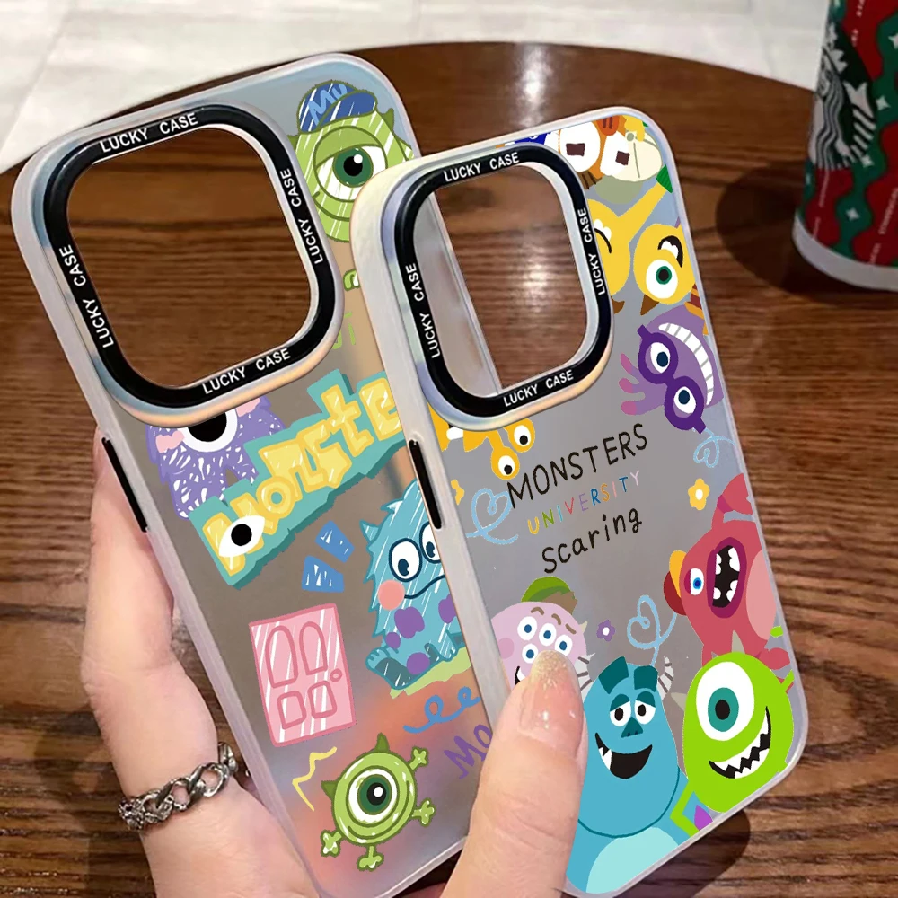 Cartoon M-Monsters Inc Phone Case for iPhone 15 14 13 12 11 Pro Max X XR XSMax 7 8 Plus Matte Aurora Laser Gradient Luxury Cover