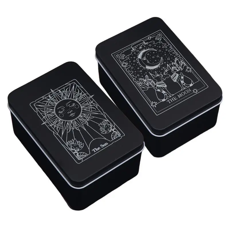 Box For Tarot Cards Trinket Organizer Case Fortune Telling Card Case Moon Sun Printed Tarot Box Jewelry Trinket Organizer For