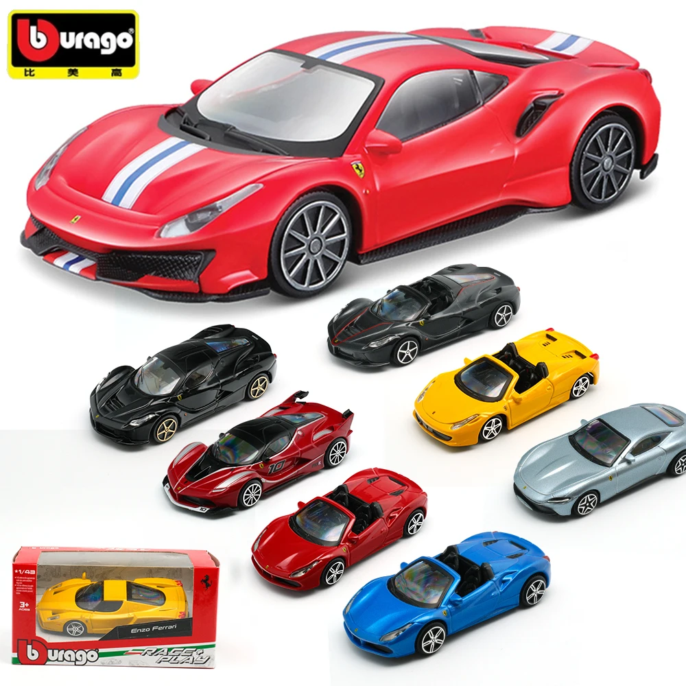 Bburago 1:43 Ferrari Alloy Car Model 1/43 Ferrari Series 458 488 SF90 GTB Luxury Vehicle Diecast  Sports Cars Kid Toy Collection