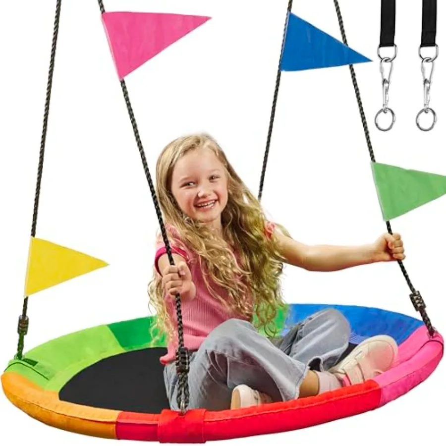 

Подвесные качели-диски для улицы, 40 дюймов, грузоподъемность 900 фунтов, водонепроницаемая ткань Оксфорд 900D, идеальный комплект аксессуаров для качелей