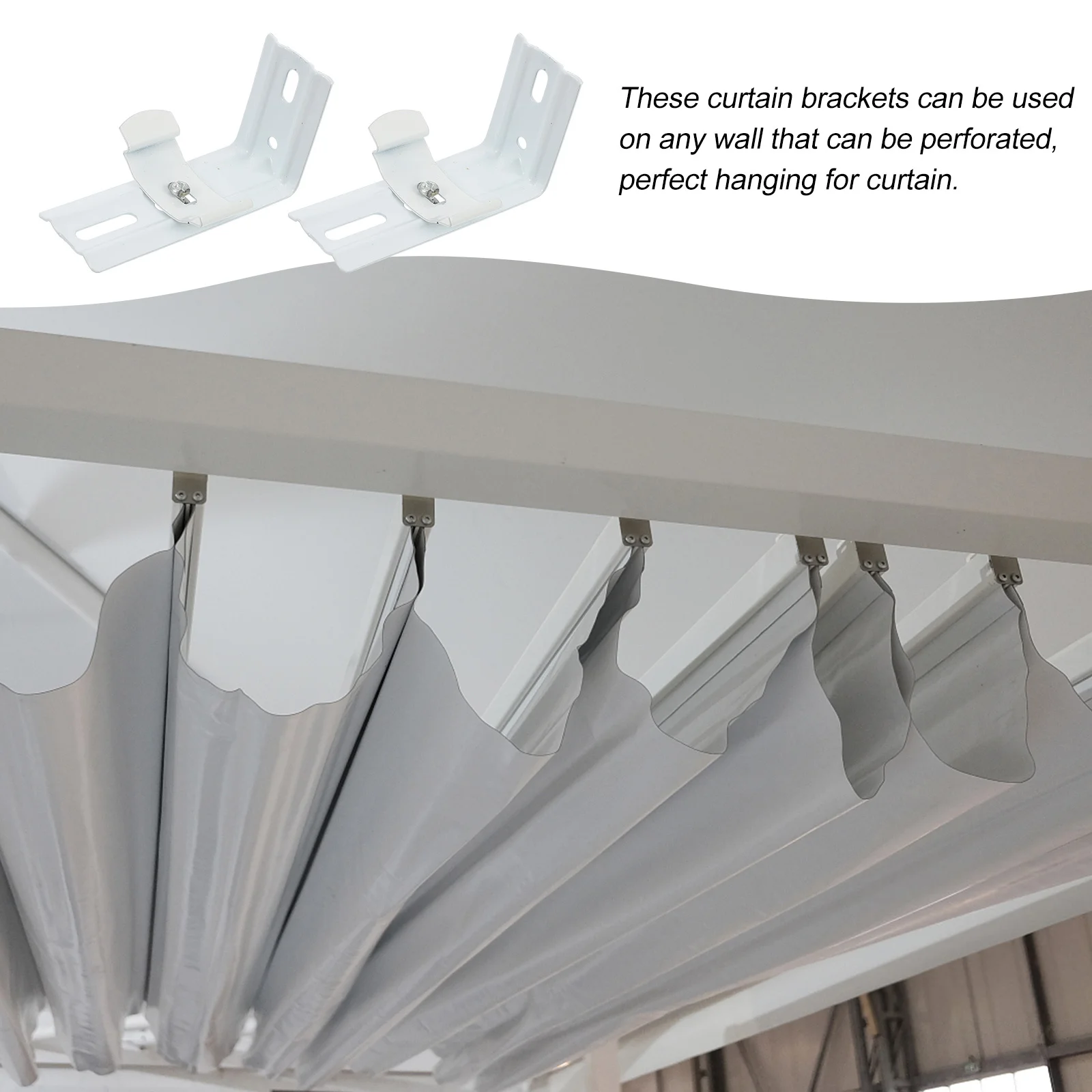 

4Pcs Curtain Bracket Accessories Heavy Duty L-Shaped Brackets Simple Design for Living Room Dining Room Kitchen Wall Mounting