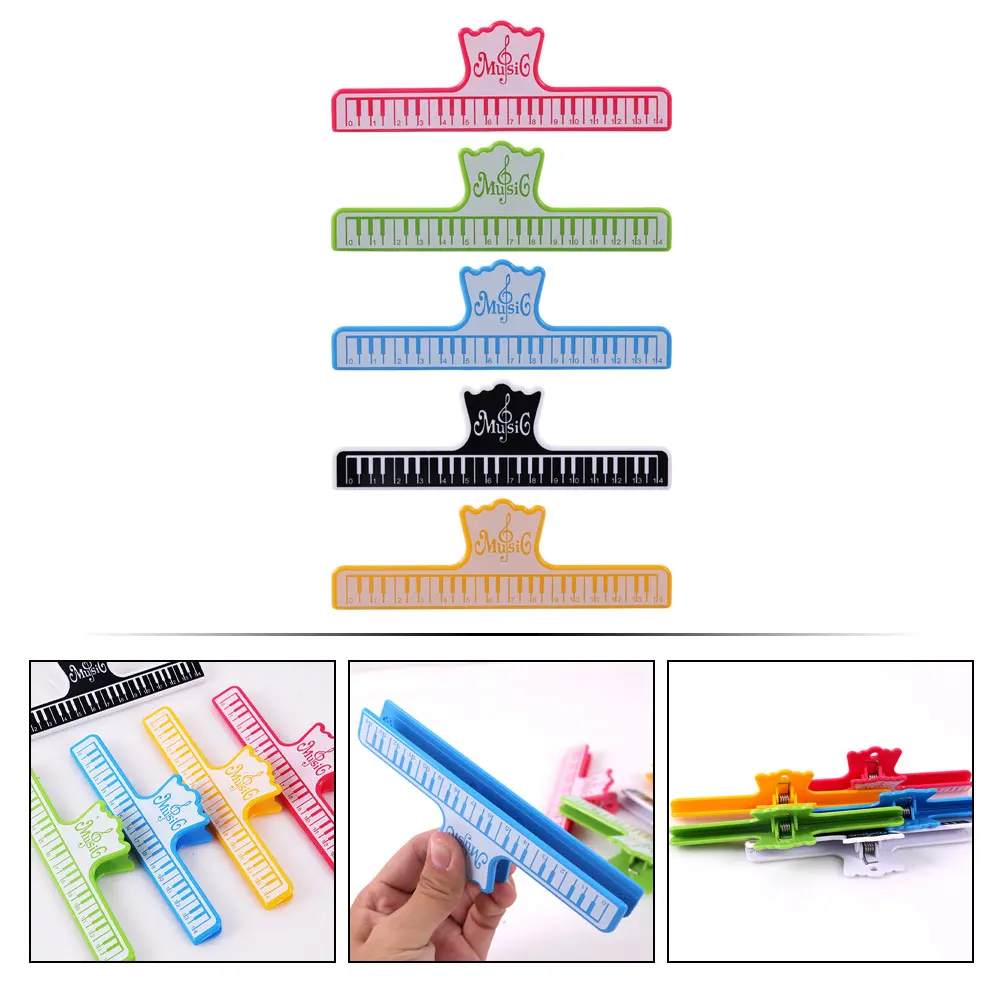 

5 Pcs Sheet Music Clip Piano Leaning Supplies Bracket Paperclip Book Abs Note Pattern Clips