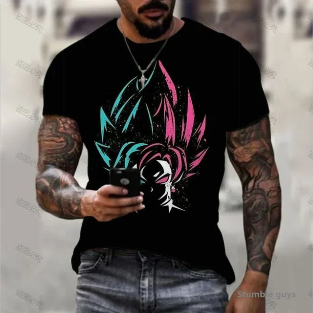 2026 Herren Lauf-T-Shirt Anime Dragon Ball Unisex Goku Kakarot Vegeta Super Saiyan Oversized T-Shirt Kurzarm