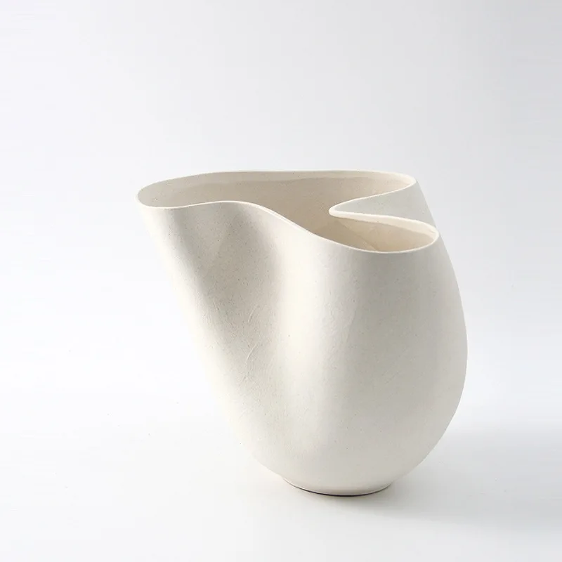 Simple and modern high-texture ceramic vase art home model room homestay soft decoration flower ware entrance desktop ornament