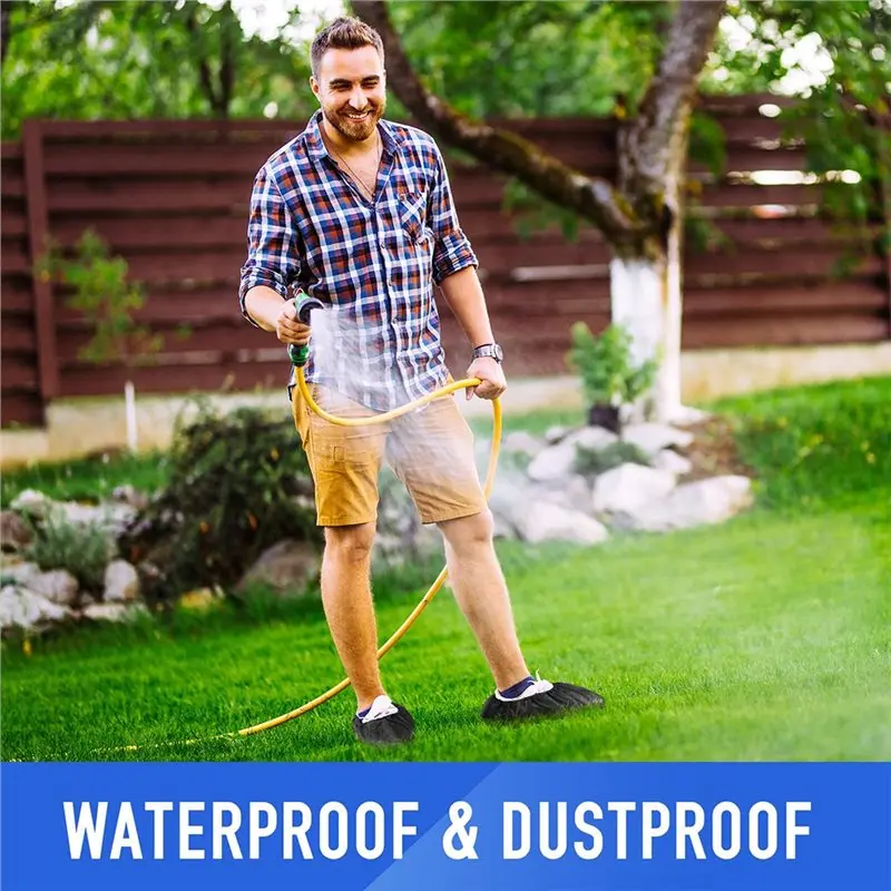 【COUNTDOWN DEAL】 Outdoors Waterproof Shoe Covers - Non-Slip, Disposable CPE Boot Covers, Black 100 Pack
