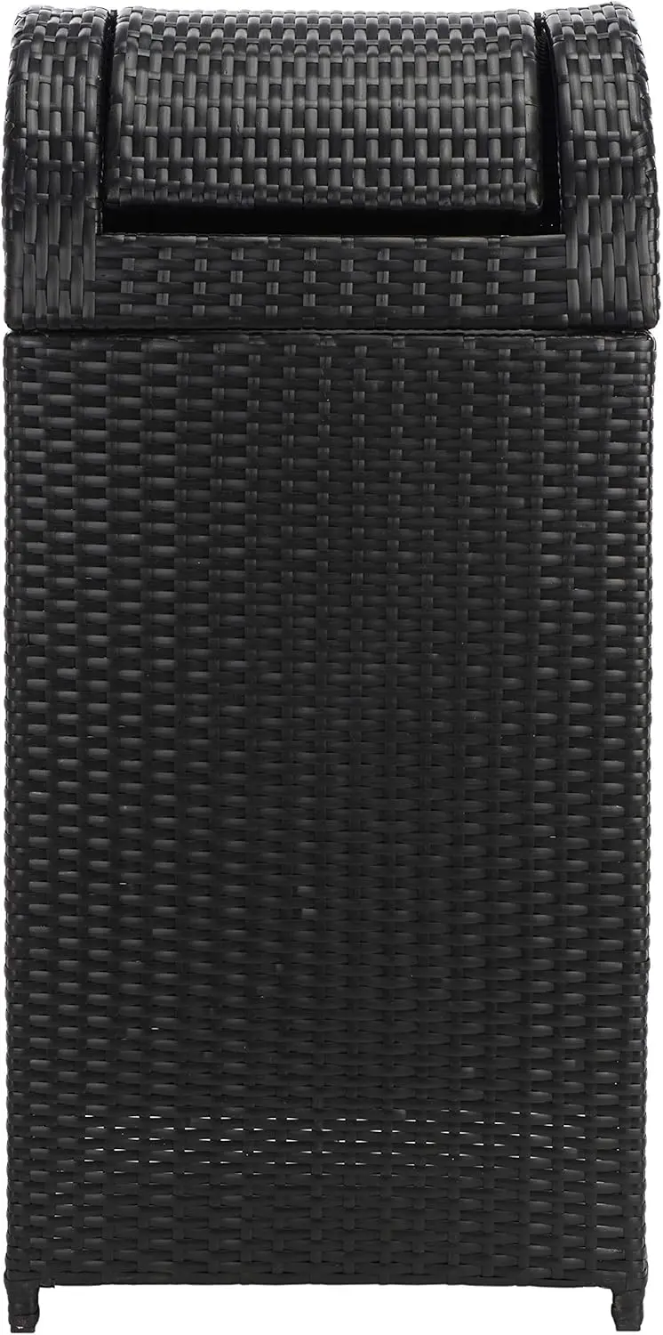 

Black Wicker Trash Bin for Outdoor Use, Durable and Stylish Waste Container with Lid