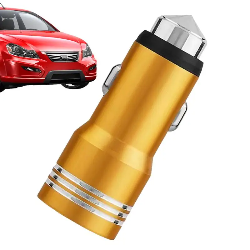 USB Car Charger Adapter 2.4A Dual Ports Automobile Charger Built-In Safety Hammer Phone USB Adapter For All Types Of Vehicles