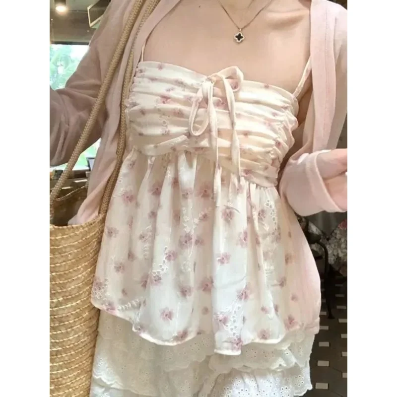 

Плиссированный облегающий топ с цветочным принтом для женщин, повседневная футболка со сборками и сборками, подходит для осеннего сезона