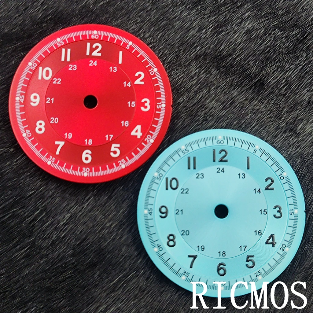 Pilot Field Watch Dial 29mm Fit Red/Ice Blue Numbers Marks NH35 NH36 ETA2824 ST2130 DG2813 Miyota 8215 Automatic Movement