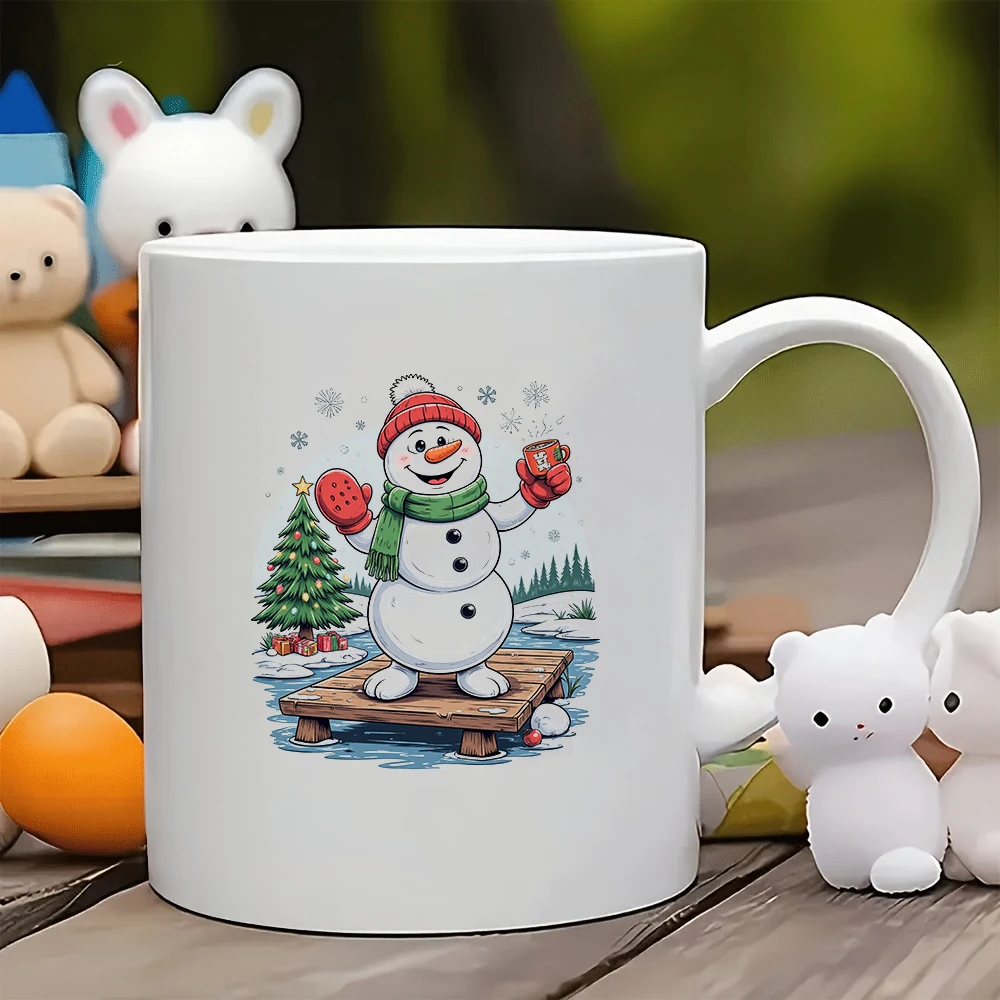 

11oz cartoon snowman Christmas mug Home water cup Parent-child office Christmas gift set Couples coffee cup