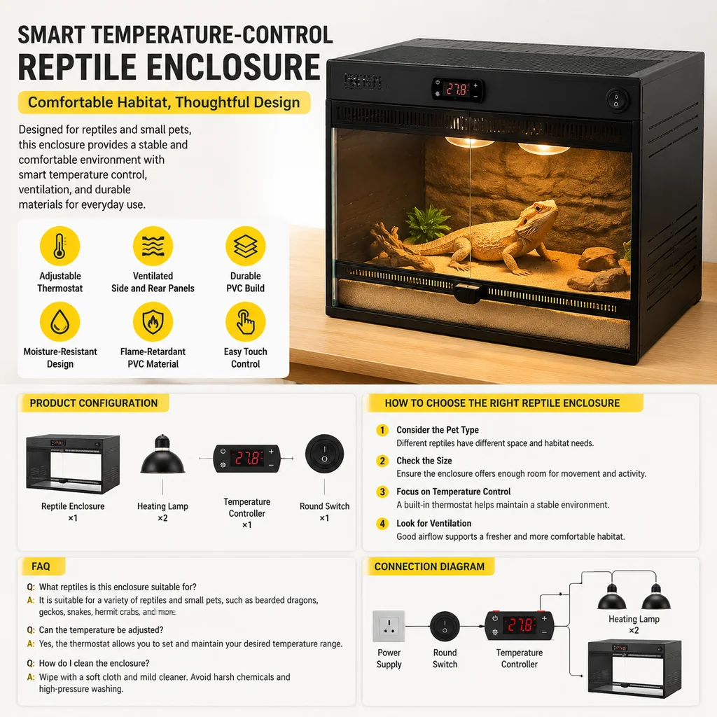 Flat Pack PVC Reptile Enclosure Knocked Down Terrarium With Heating System For Snake Gecko Lizard Breeding view 5