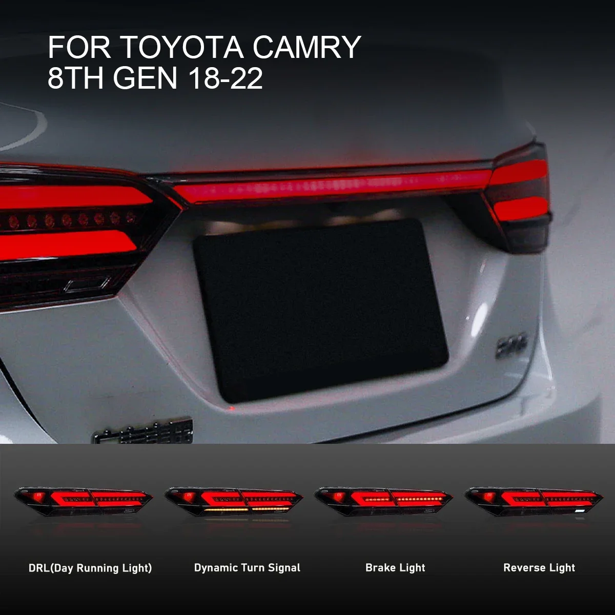 Car Styling Tail Light For Toyota Camry 8th Gen 2018 2019 2020 2021 2022 Rear Taillights DRL Sequential Turn Signal Brake Lamps