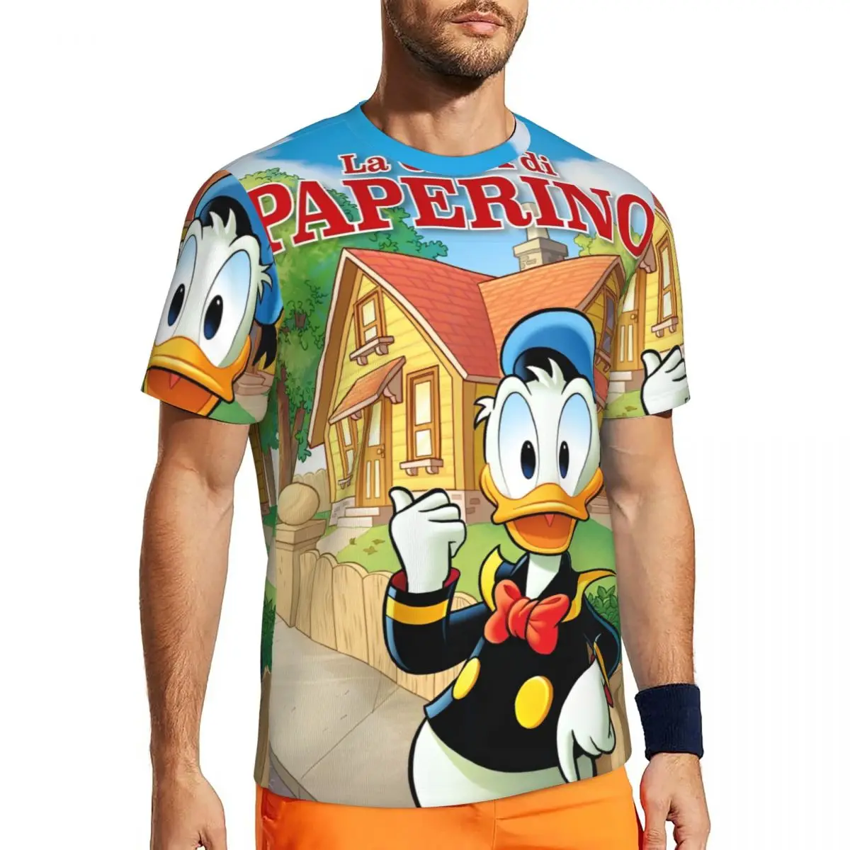 

Gym T-Shirt For Male Cartoon Donald Duck Gold T Shirts Trendy Cool Beach Tee Shirt O Neck Y2K Casual Design Tops Plus Size