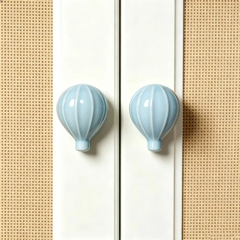 2Pcs Dopamine Style Ceramic Ball Cabinet Knobs, Round Balloon Shape Drawer Pulls, Wall Hanging Decor Handle for Bedroom Bathroom