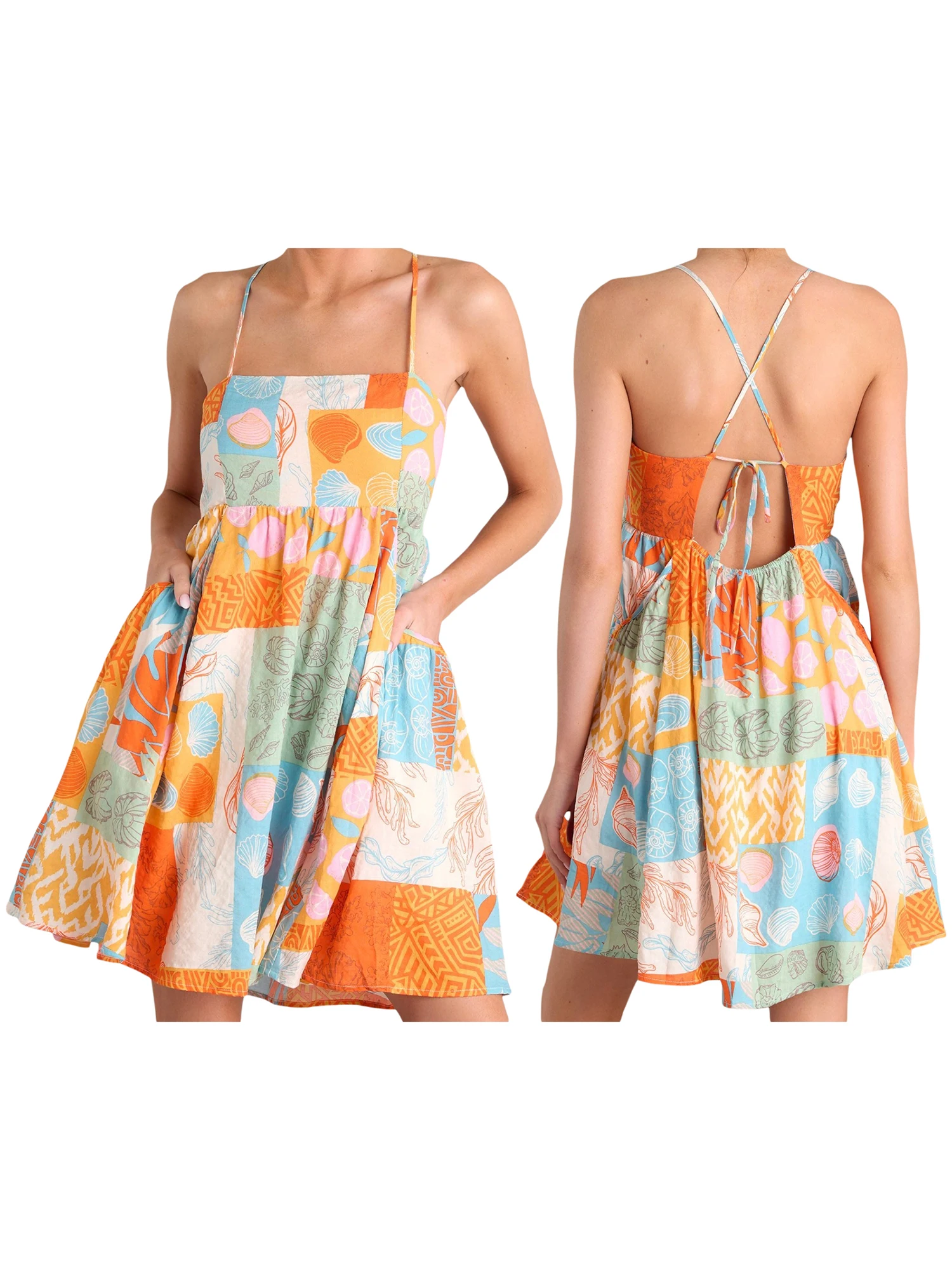 Robe longue Boho à imprimé Floral pour femmes, bretelles Spaghetti, dos ouvert et ourlet à volants, pour les vacances d'été à la plage