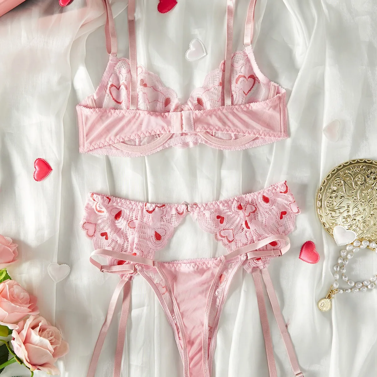 Kagano grensoverschrijdende kanten brtte of set meisjes zoet sexy hart me ondergoed polyester stof lage taille ort broek