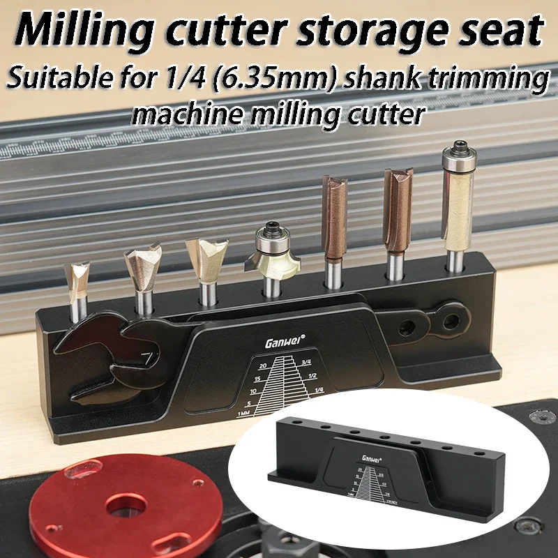 Milling Cutter Storage Seat Portable Milling Cutter Wrench 2-in-1 Organizer Shelf Multifunctional Tool Organization Display Rack