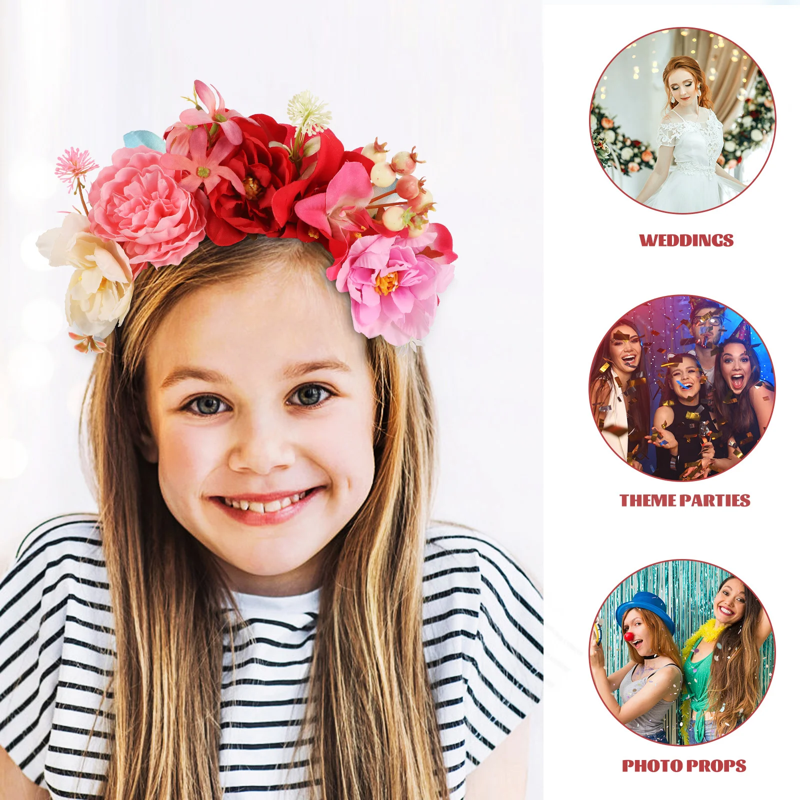 

Simulation Flower Headband Vivid Fake Flower Hairband Women Wedding Party Bride Floral Crown Bridal Headpiece Floral Crown