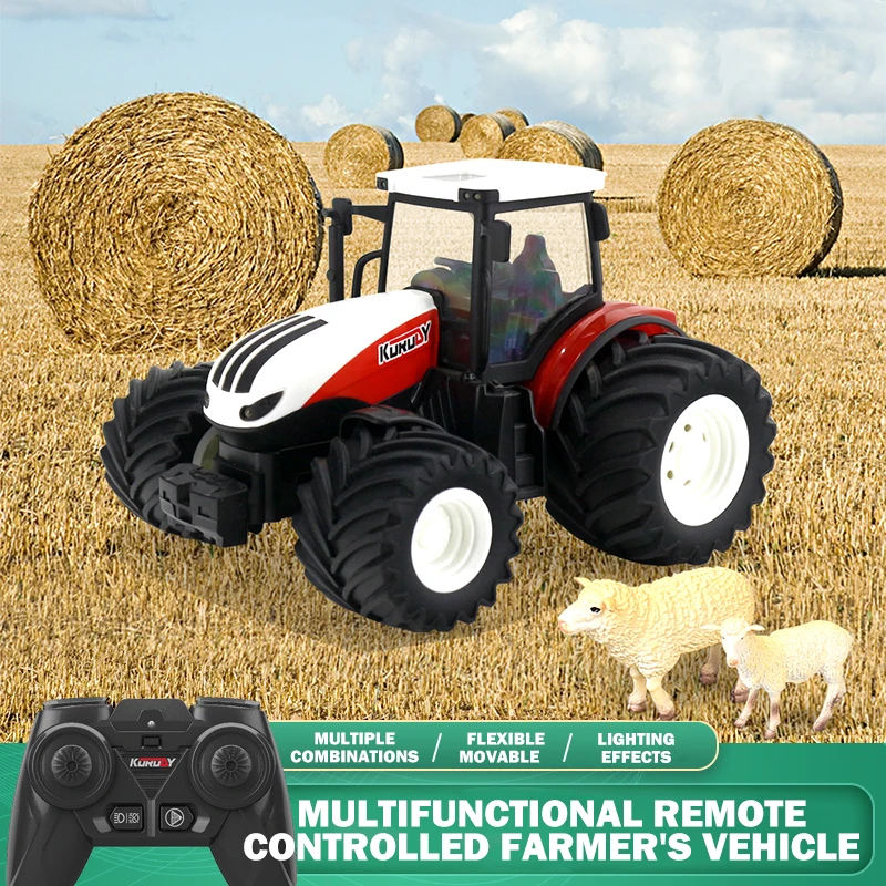 THELINK-Controle Remoto Trator Agrícola Brinquedos, RC Farmer Cars, Modelo Animal, Ferramenta Agrícola, Conjuntos de DIY, Presentes Infantis, 2.4Ghz, Escala 1:24