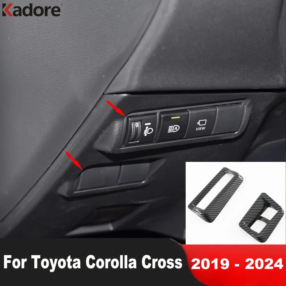 

Автомобильный переключатель фар, кнопка, панель, накладка для Toyota Corolla Cross 2019-2023 2023, аксессуары для интерьера из углеродного волокна