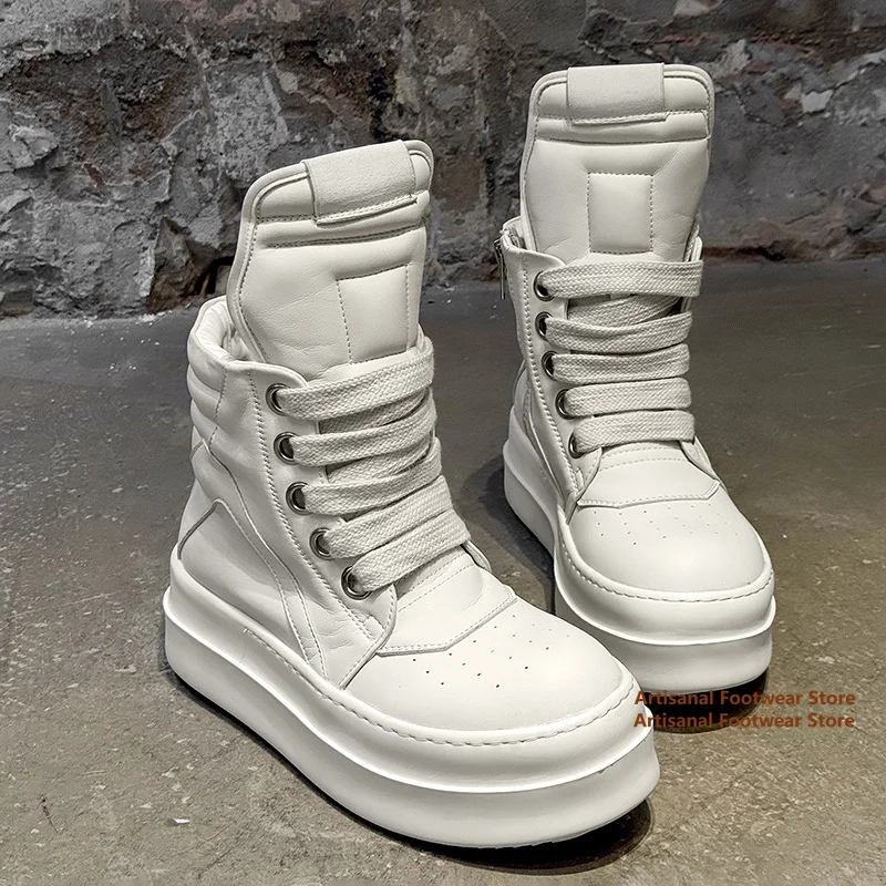 Height Increase Big Toe Men's Boots High Top Thick-Soled Board Shoes Trendy Stylish Luxury Brand Trendy Handmade Men's Boots