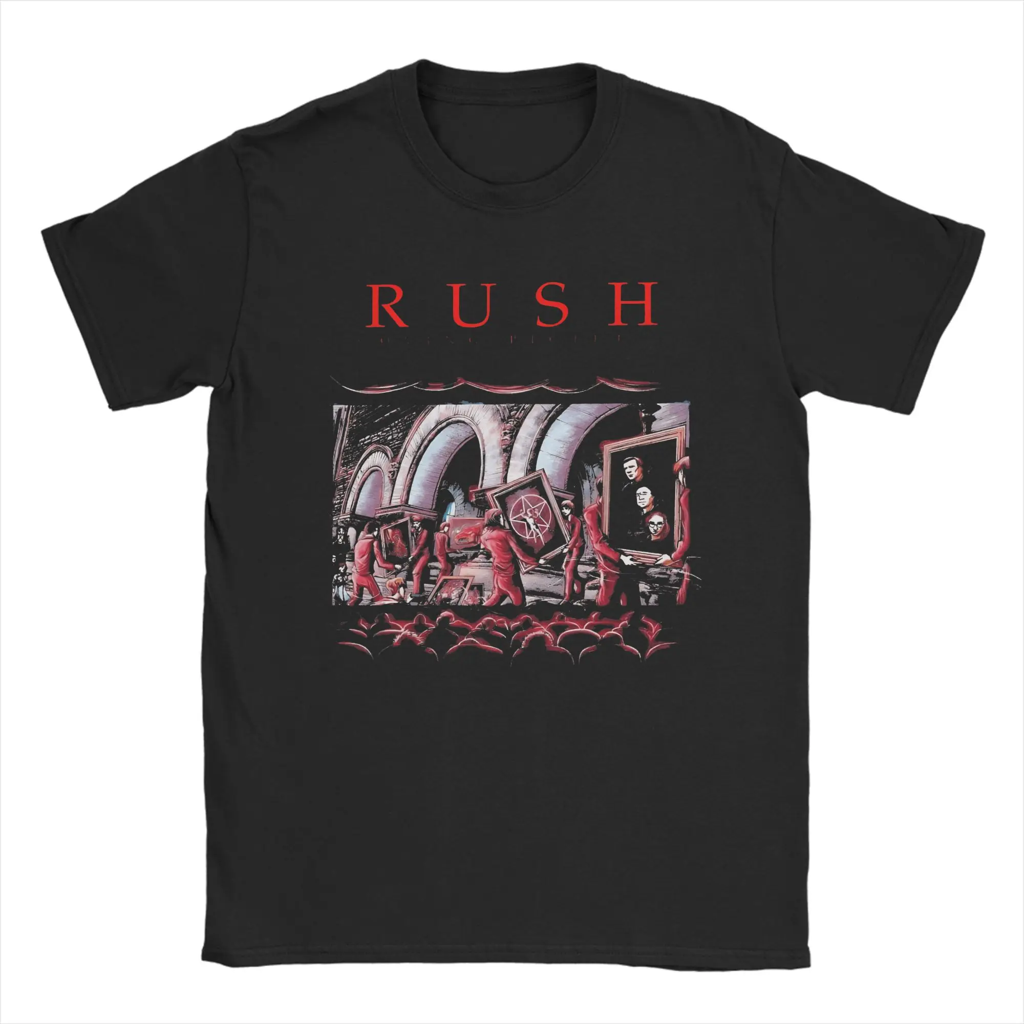 

Novelty Moving Pictures Rush Anniversary Band Tour T-Shirts for Men O Neck Cotton T Shirts Short Sleeve Tees Gift Idea Clothing
