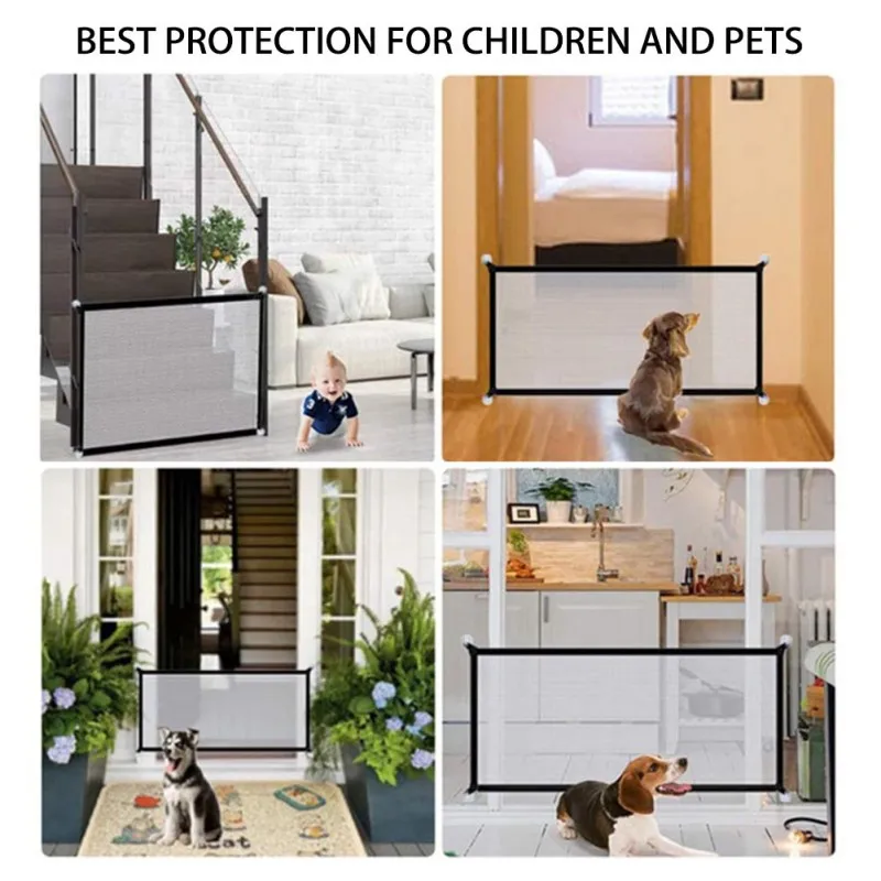 Portable Folding Mesh Fence For Pet Indoor Safety Fence Cat Partition Barrier Dog Durable Isolation Door Frame Accessory