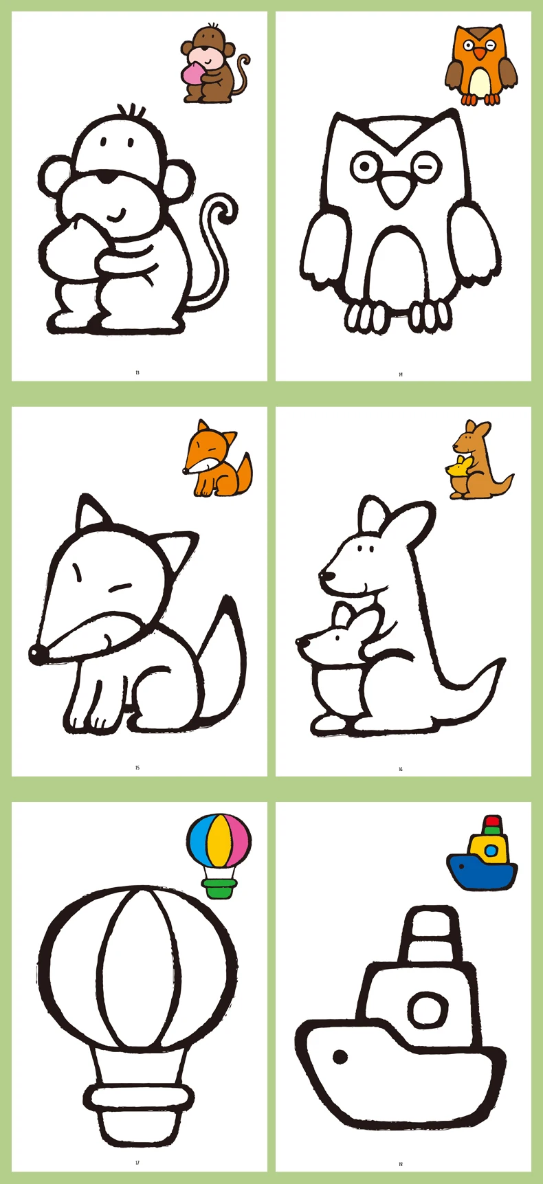 32 Seiten lustiges Zeichen-Aufklärungsbuch, 32 Cartoon-Muster, Malbuch für Kinder, interaktives Zeichen-Aktivitätsbuch – Detail 3