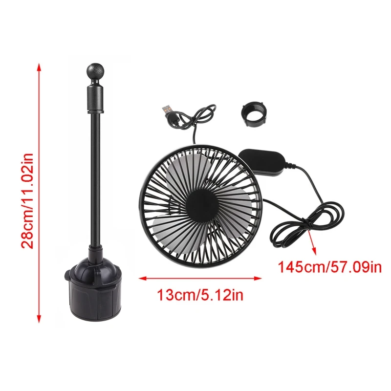 รถที่วางแก้วพัดลม USB 3 ควบคุมความเร็วคอห่านหมุนได้สากลเป่าลม