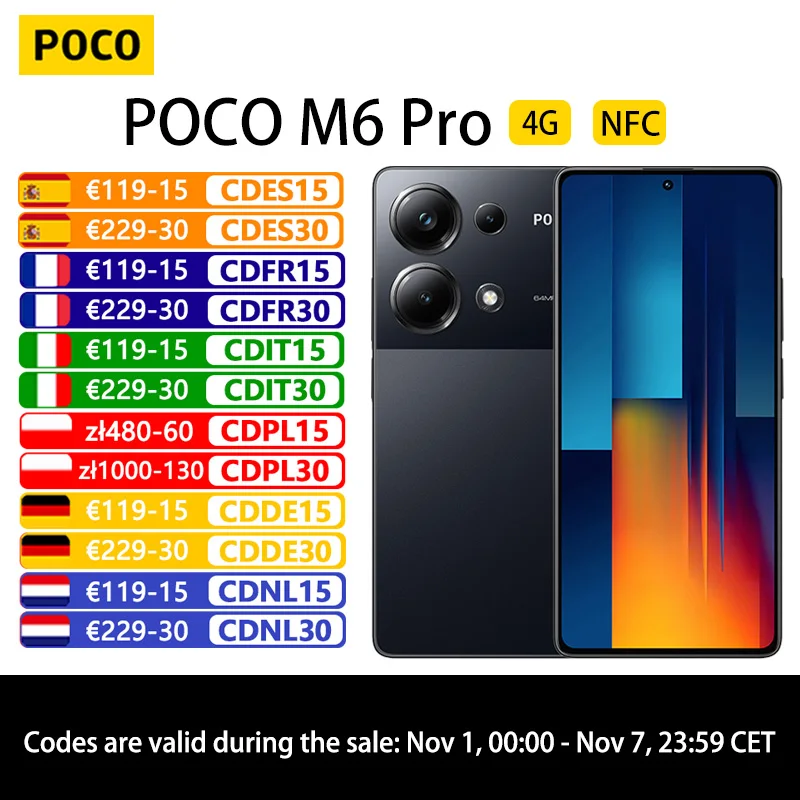 POCO M6 Pro 12GB RAM 512GB ROM, NFC, Helio G99-Ultra, AMOLED de flujo de 120 Hz, cámara de 64MP, carga de 67 W, versión global