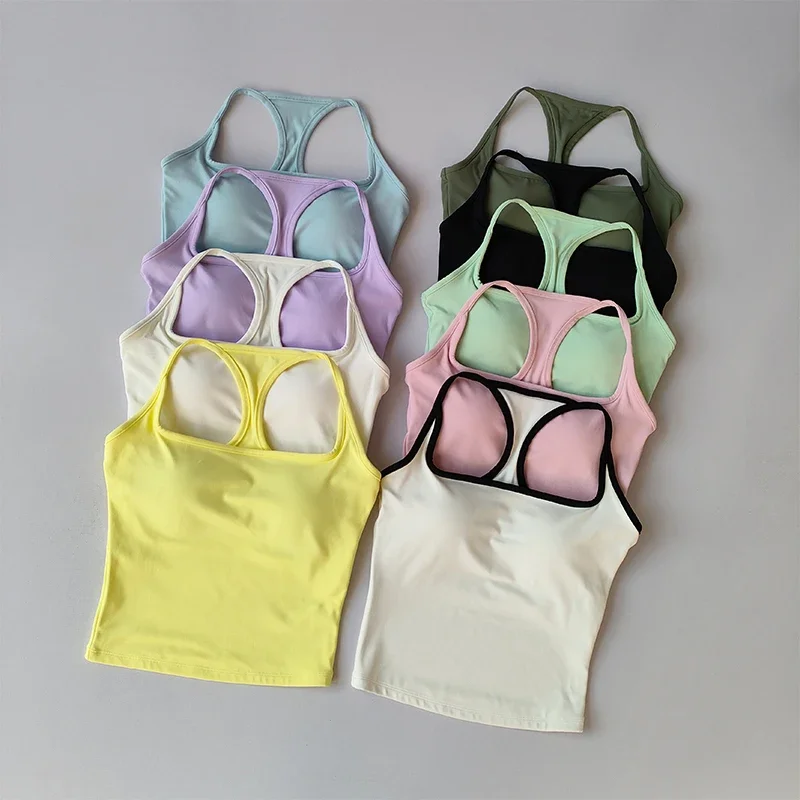 Integrierter stoßfester, farbblockierender I-Rücken, schöner, schnelltrocknender, vielseitiger Pilates-Yoga-Top, Fitness-BH, Damen-Sporttop – Detail 18