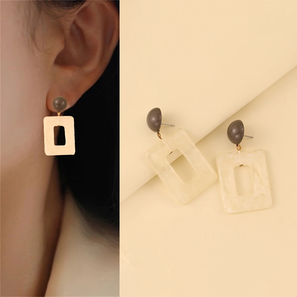 CARTER LISA 2025 New Trendy Transparent Geometric Acrylic Big Drop Earrings for Female Simple Ear Jewelry Party Gift Accessories