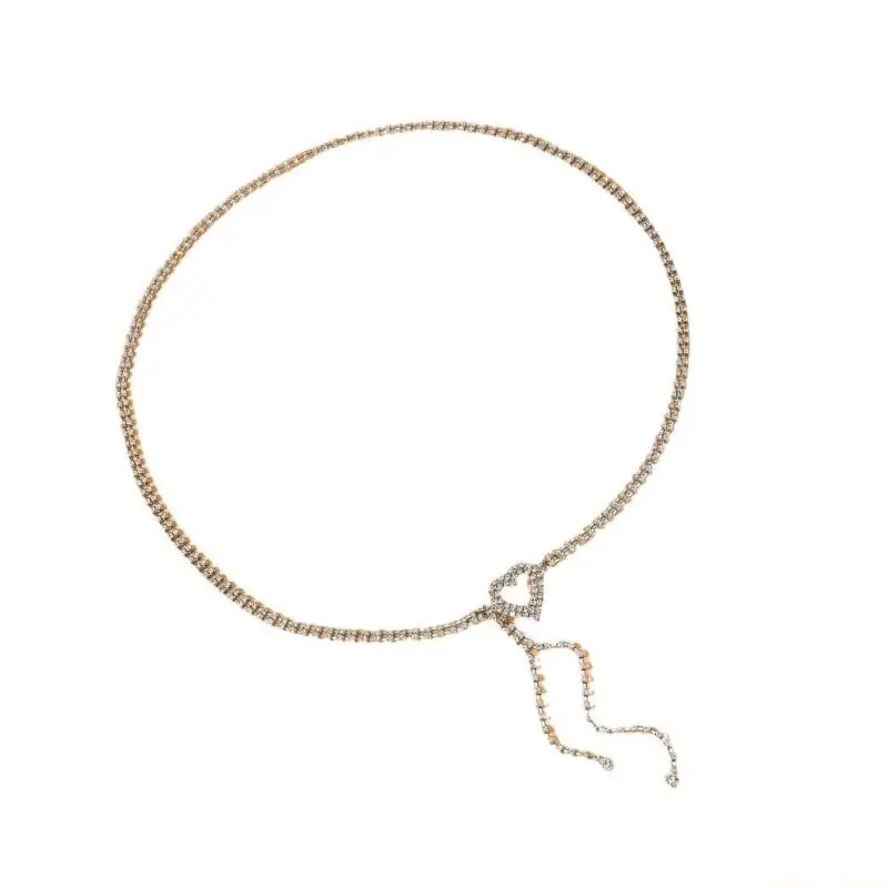 31BF Elaborate Waist Chain Rhinestones Jewelry Chain Belt Belly Chain for Beach
