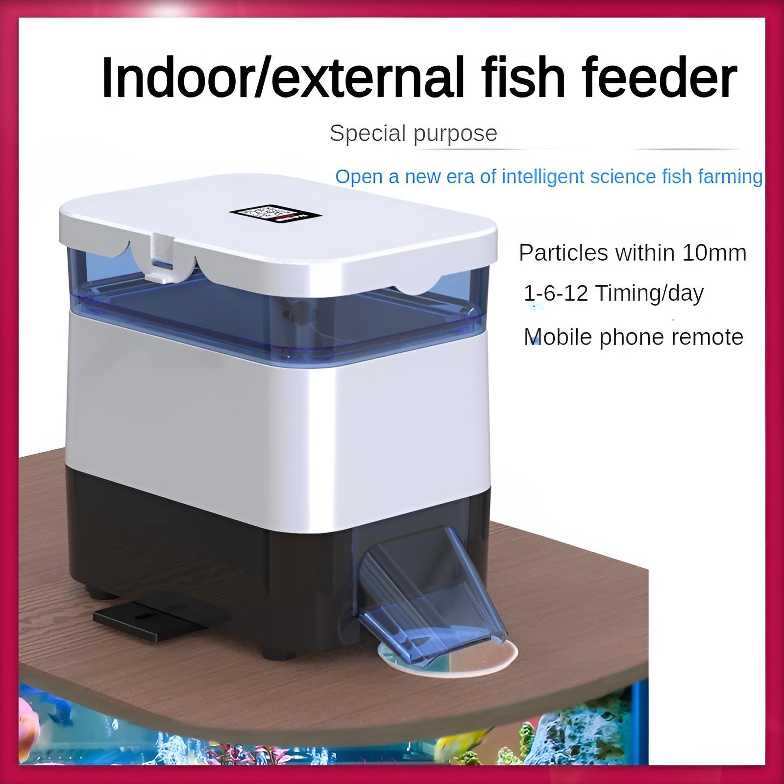 

Pro Automatic Fish Feeder: Wi-Fi APP Control, 1-99 Servings, 10mm Pellets, Rainproof Outdoor/Indoor