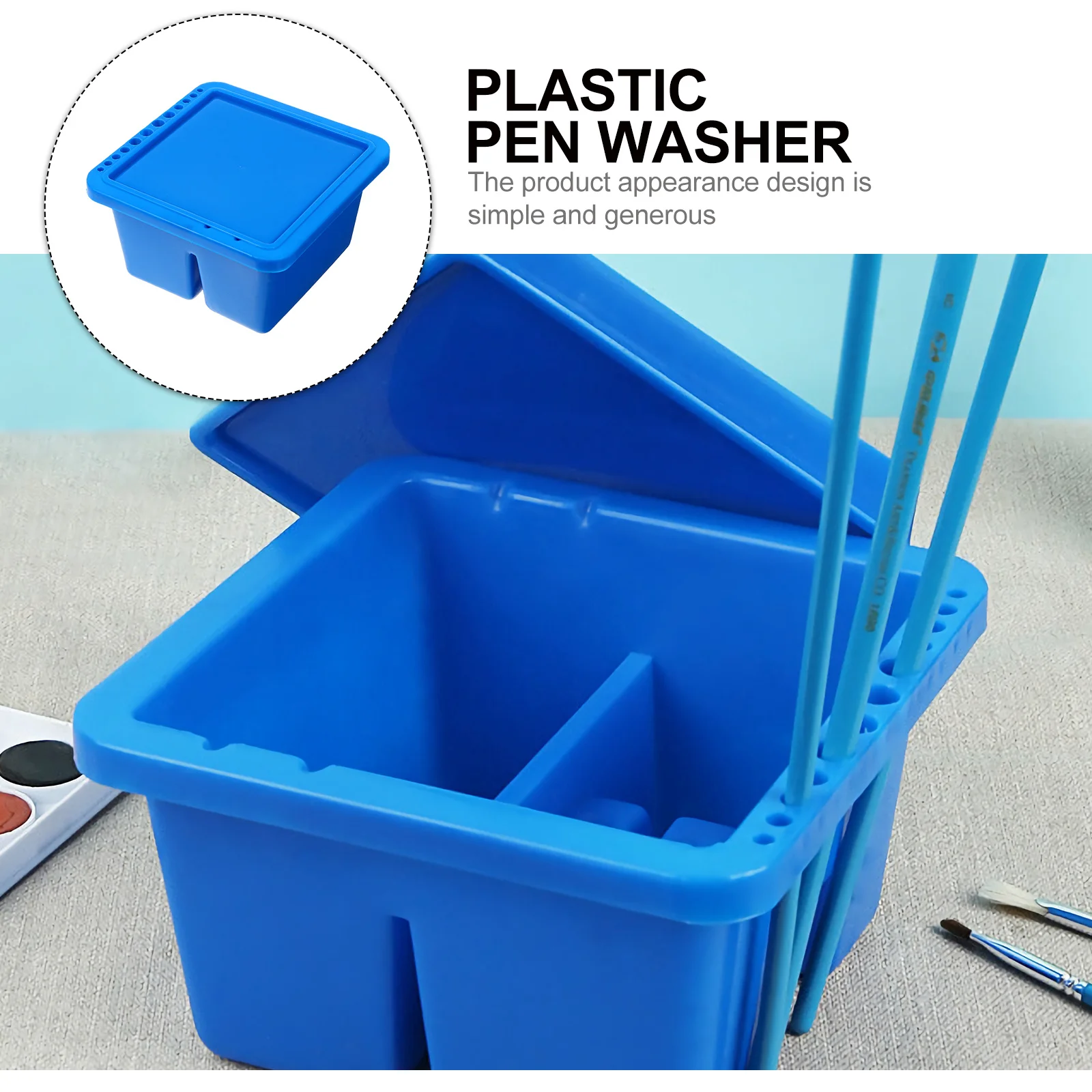 Очиститель кистей для акриловой акварельной живописи, инструмент художника, квадратная ручка, шайба, крышка, пластиковый держатель для кистей, ванна, домашняя студия