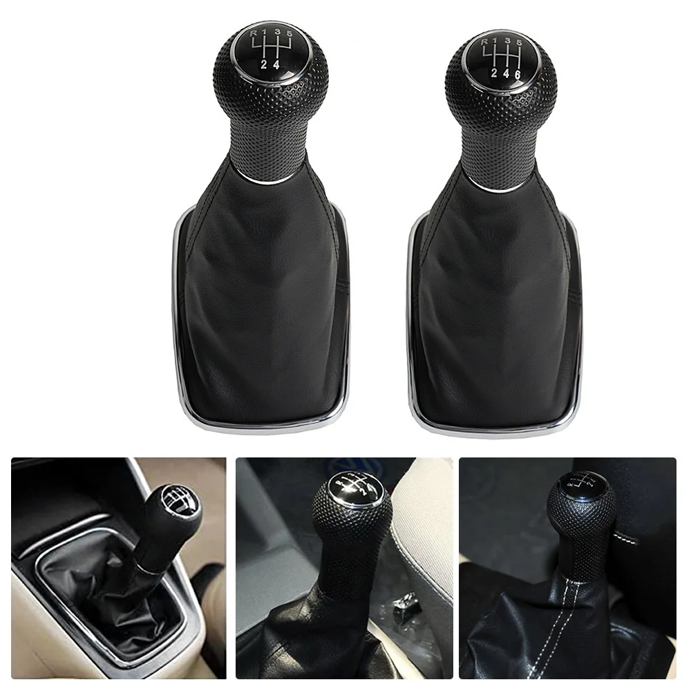 One-piece Drop-shipping Car Modified Gear Shift Knob with Boot Fit for VW Bora Golf 4 5-Speed 6-Speed Gear Lever Handle