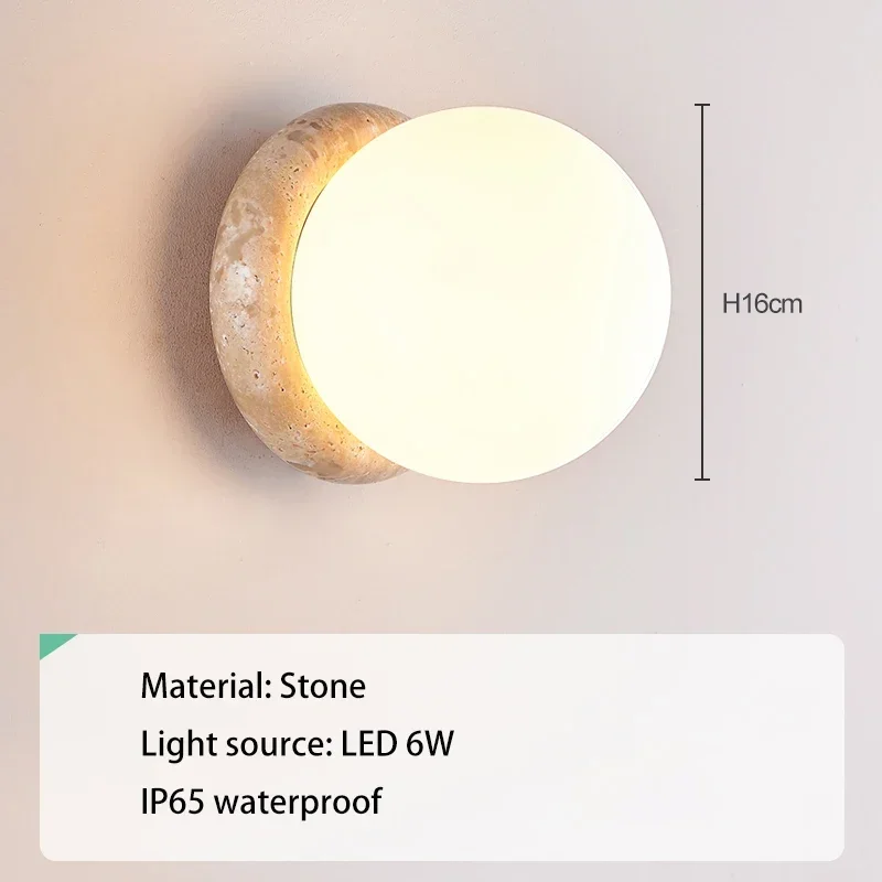 Luma Nordic Style Wall Lamp Stone Material Sconce Light for Garden Exterior Balcony Decoration Lighting Fixture Home Light Round