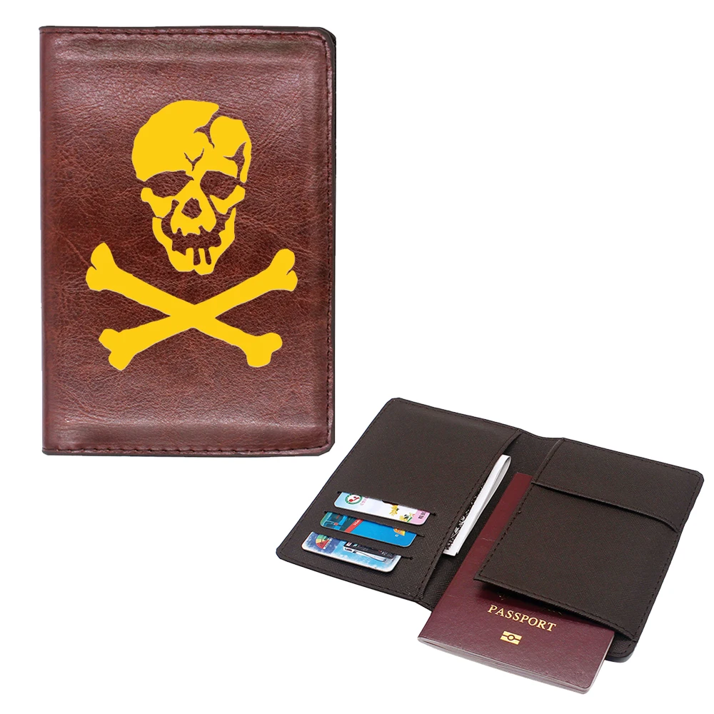 

Классическая обложка для паспорта с золотистыми черепами для мужчин и женщин, кожаная тонкая Обложка для удостоверения личности, дорожный держатель, карманный кошелек, кошелек для денег
