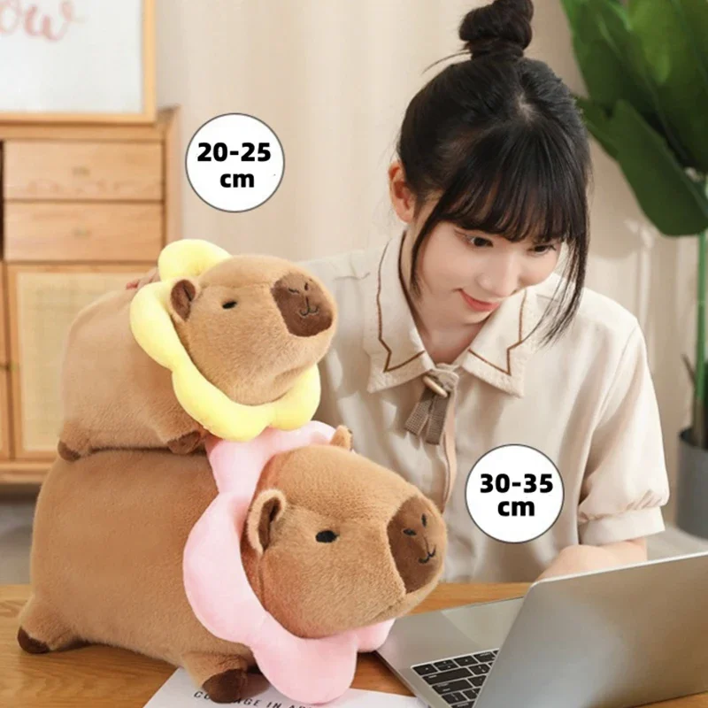 Capybara Pluche Pop Cosplay Leeuw Liggend Gevulde Bijenvleugel Bloem Ring Brood Capibara Knuffel voor Kinderen Verjaardag Kerst Kussen Cadeau