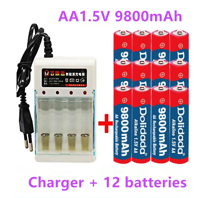 2-16pcs New Tag AA battery 9800 mah rechargeable battery AA 1.5 V Rechargeable New Alcalinas drummey + Free Delivery