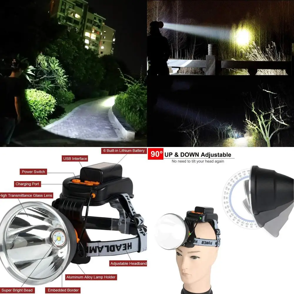 

Перезаряжаемый налобный фонарь-фонарик Супер яркие налобные фонари на большие расстояния, зарядка через USB для ваших устройств, идеально подходят для уличного Fi