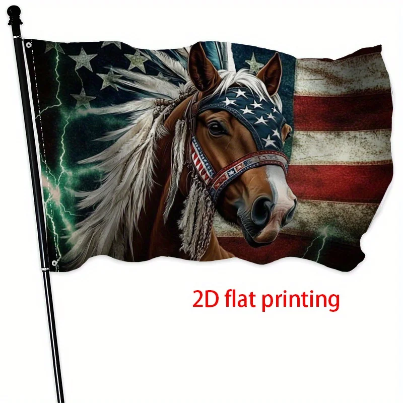 Drapeau de jardin Native American Horse Unity en polyester 2D imperméable pour décoration de porche et de patio