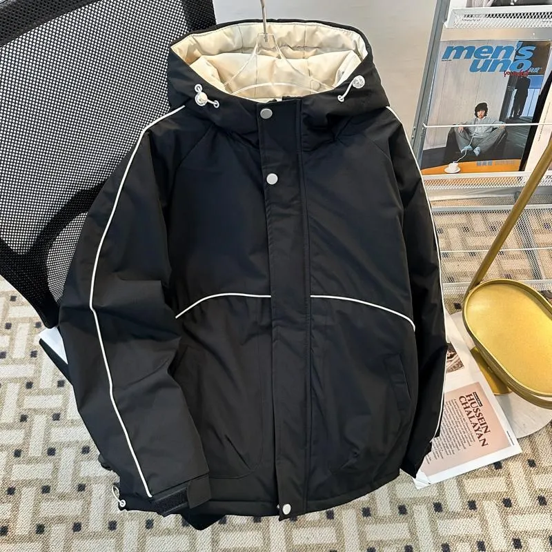 

Новая зимняя свободная теплая пуховая хлопковая куртка с капюшоном, мужская парка с капюшоном, молодежное модное пальто-стойка с длинной молнией све