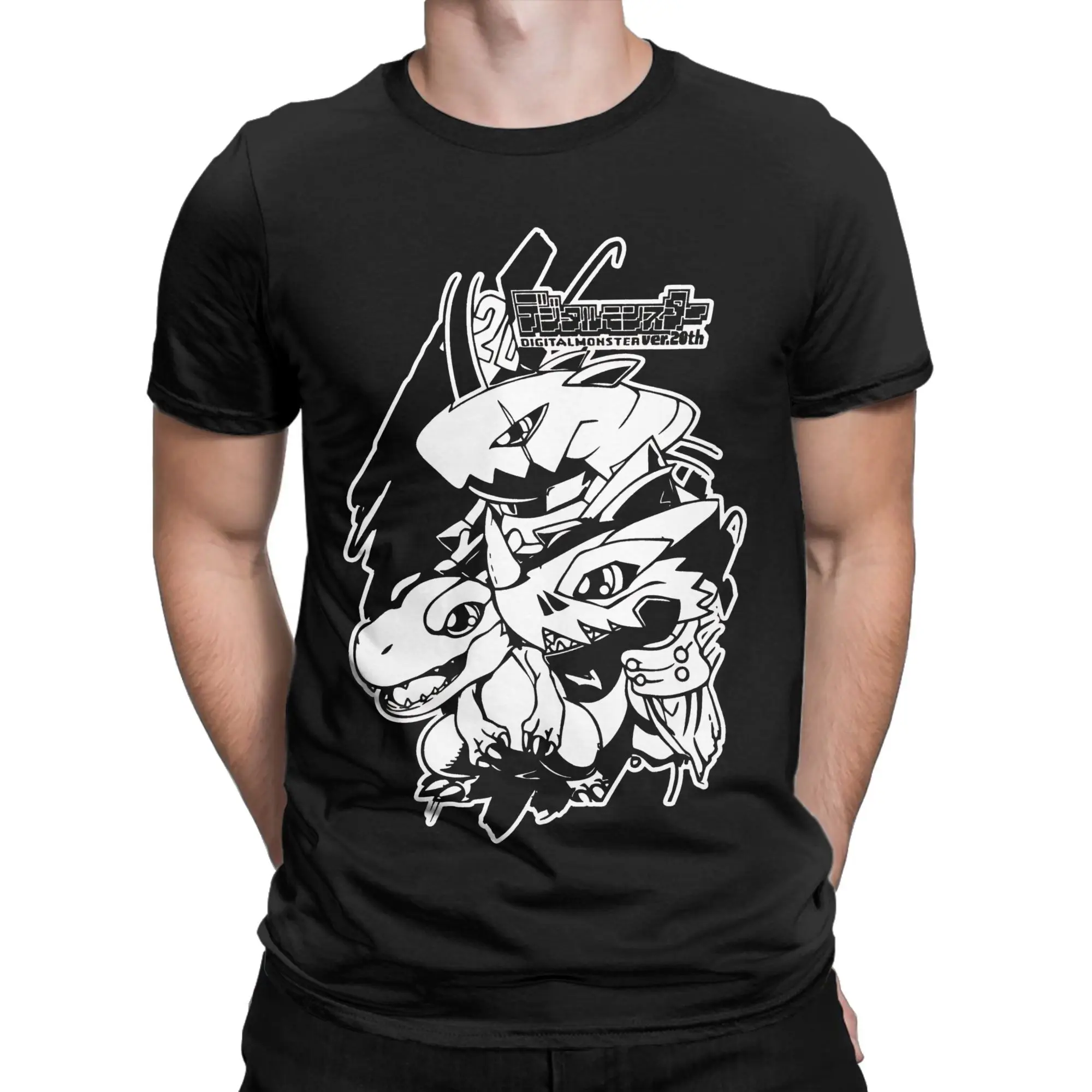 Digital Monster Digimon 20th Anniversary Graphic Printing T Shirts for Men Women Pure Cotton Tee Shirt Clothing