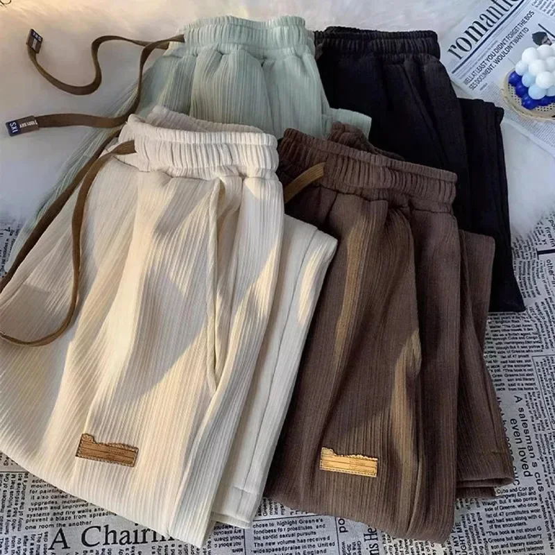 

Mint Green Ice Silk Leggings Women's Summer Thin Cold Sle High-Grade Drawstring Sweat pants Drape Straight Casual Pants