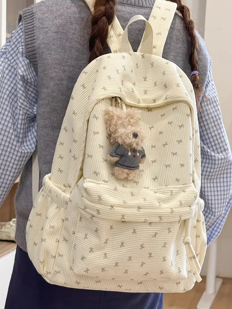 2026-new-corduroy-backpack-for-girls-primary-and-high-school-students-college-students-class-commuting-dual-shoulder-bag