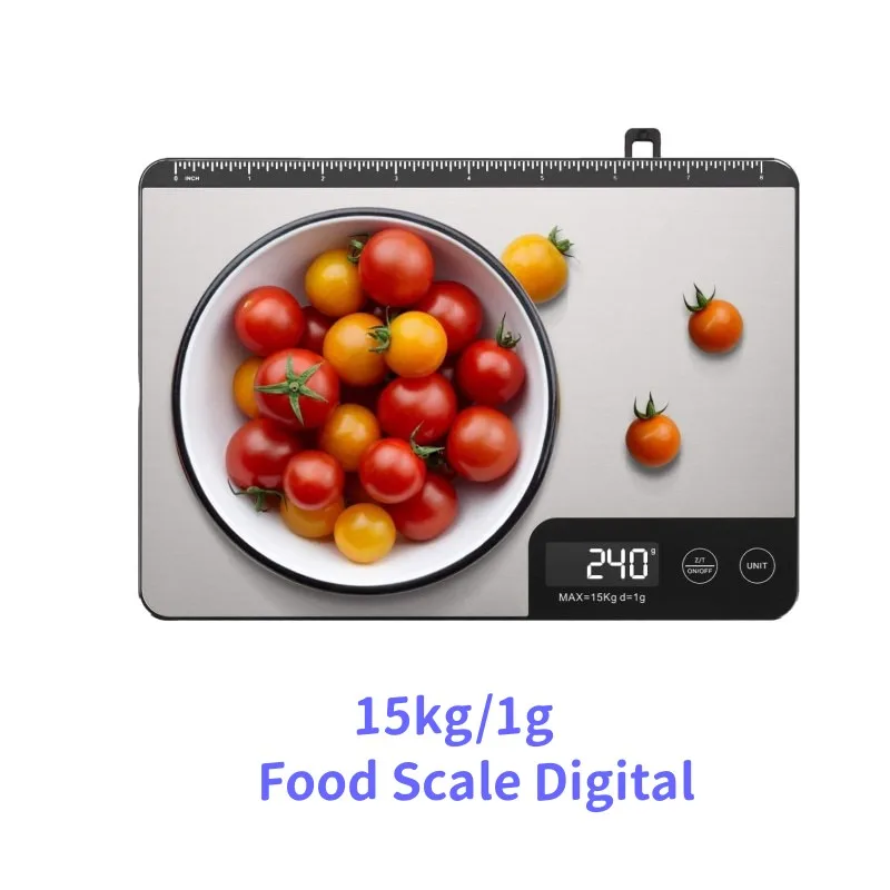 Digital Food Scale with Measuring Ruler Hook Waterproof for Kitchen Baking Cooking Professional  Electronic Precision Scale