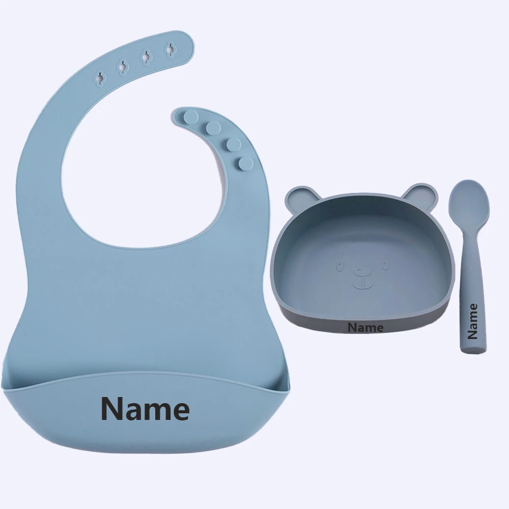 Silicone Tableware Set Waterproof and Easy to Clean Free Name Engraving Creative Gifts Customized for Babies